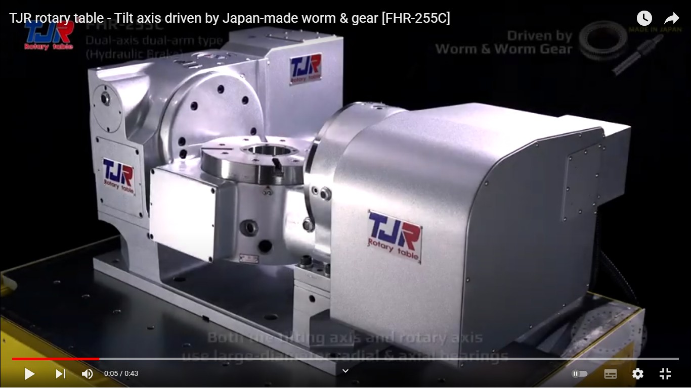 Video|TJR rotary table - Tilt axis driven by Japan-made worm & gear [FHR-255C]