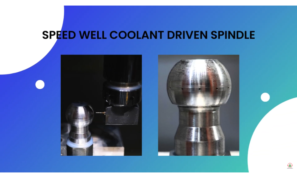 Video|90° Speed Well Coolant driven spindle -  Free-direction Drilling(Dia. 1mm) with CS Axis