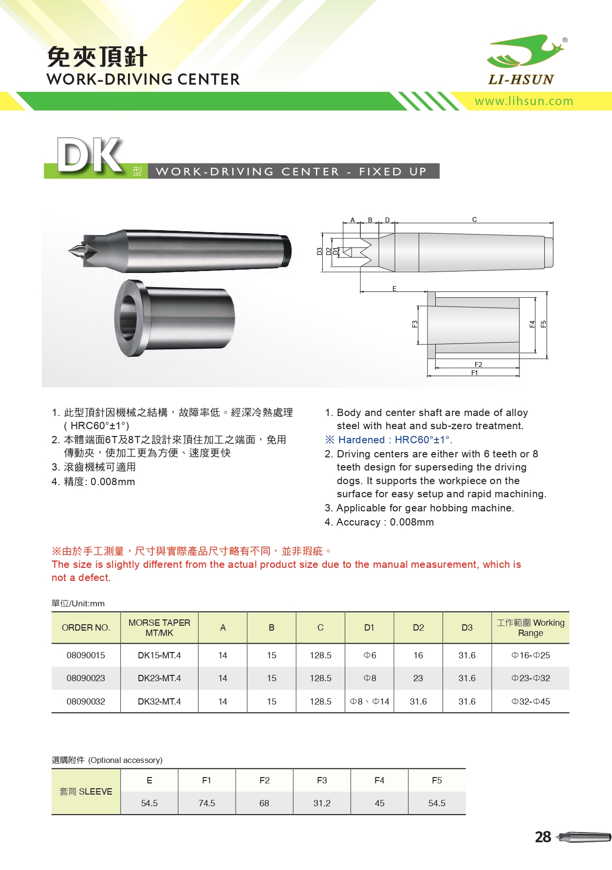 免夾頂針-DK 型(固定式)