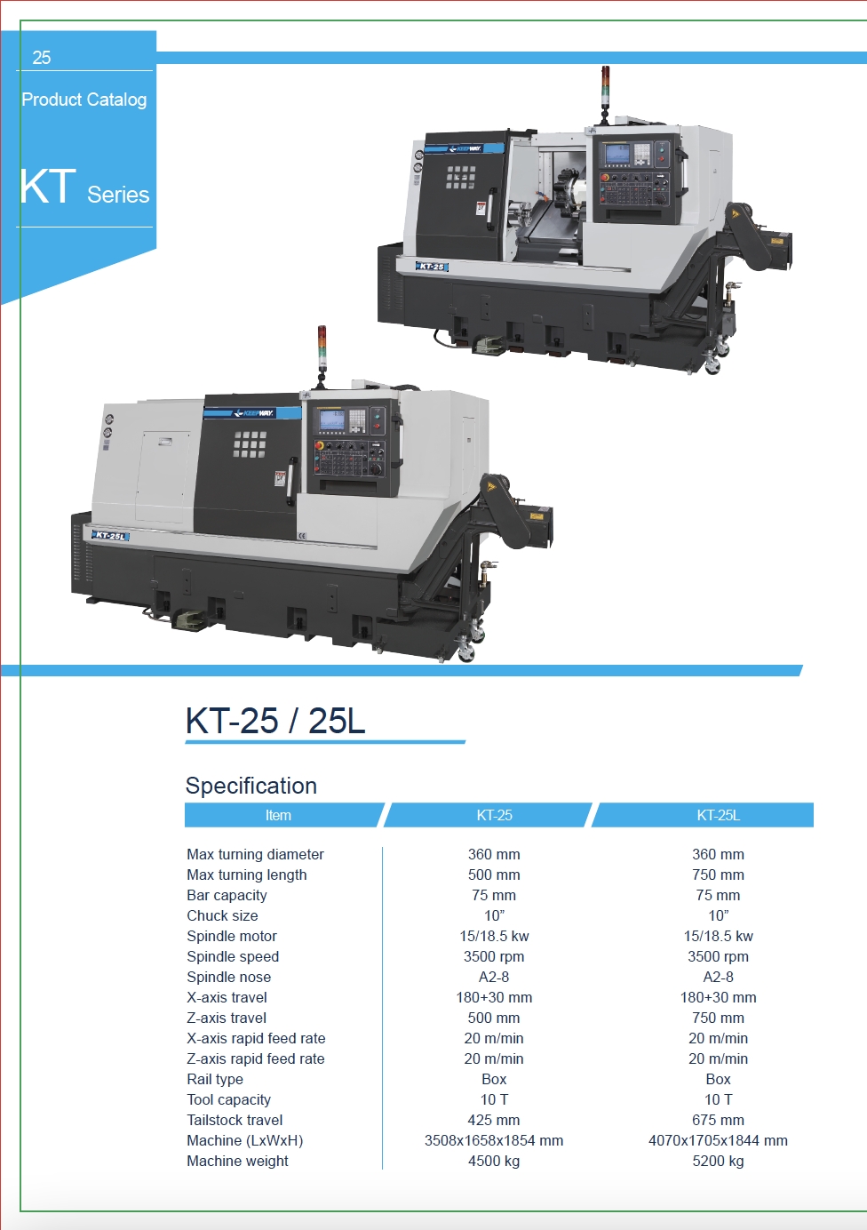 Catalog|Slant Bed Lathe | KT-25 / 25L