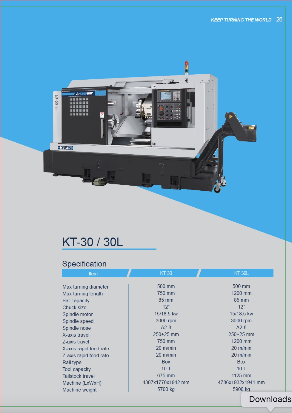 Catalog|Slant Bed Lathe ｜KT-30