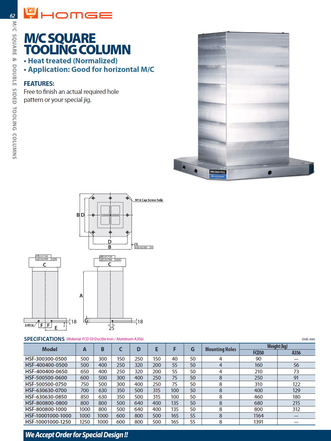 Catalog|M/C SQUARE TOOLING COLUMN - CNC TOMBSTONE (HSF-)