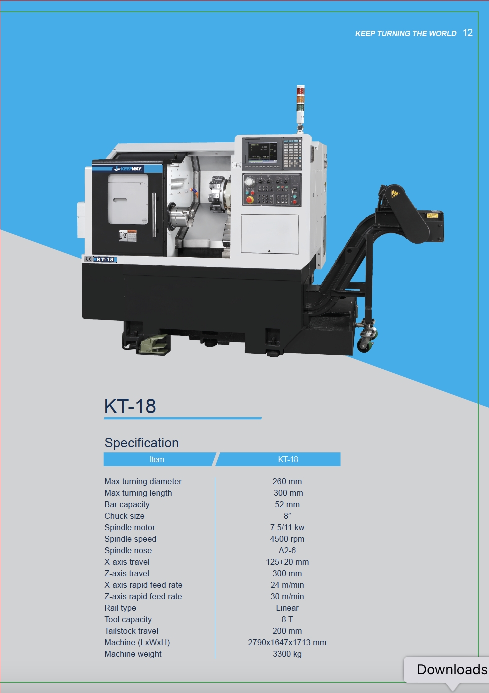 Catalog|Slant Bed Lathe | KT-18