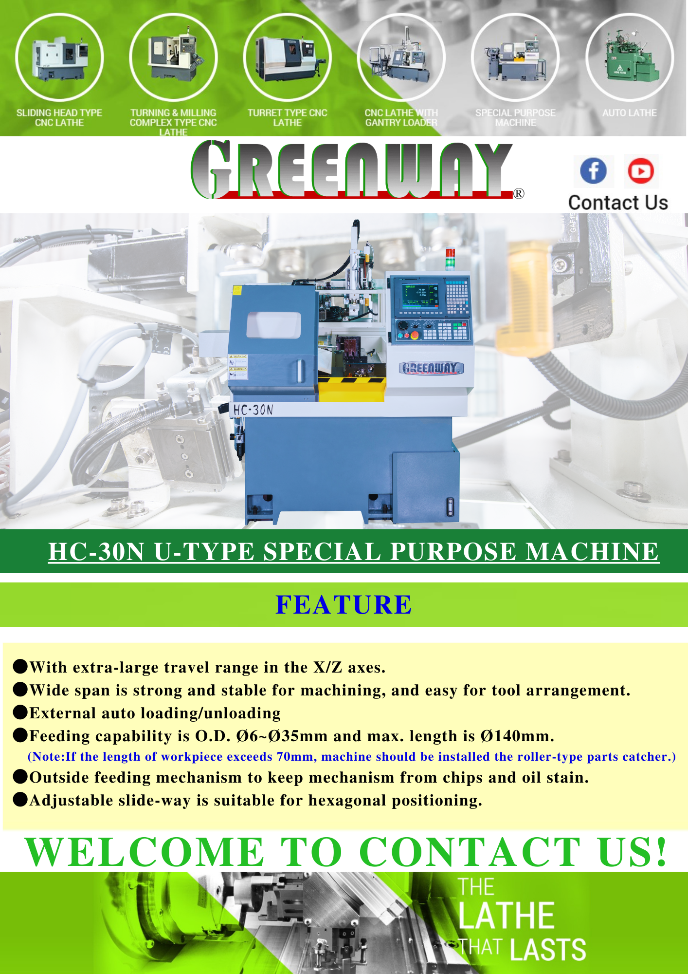 HC-30N U-Type CNC Lathe with Vibration b